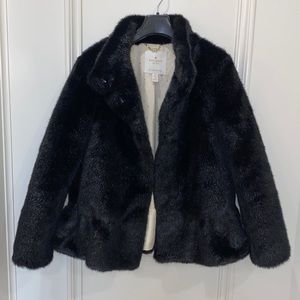 KATE SPADE Short Faux Fur Peplum coat. Size Small. Worn once, like new!